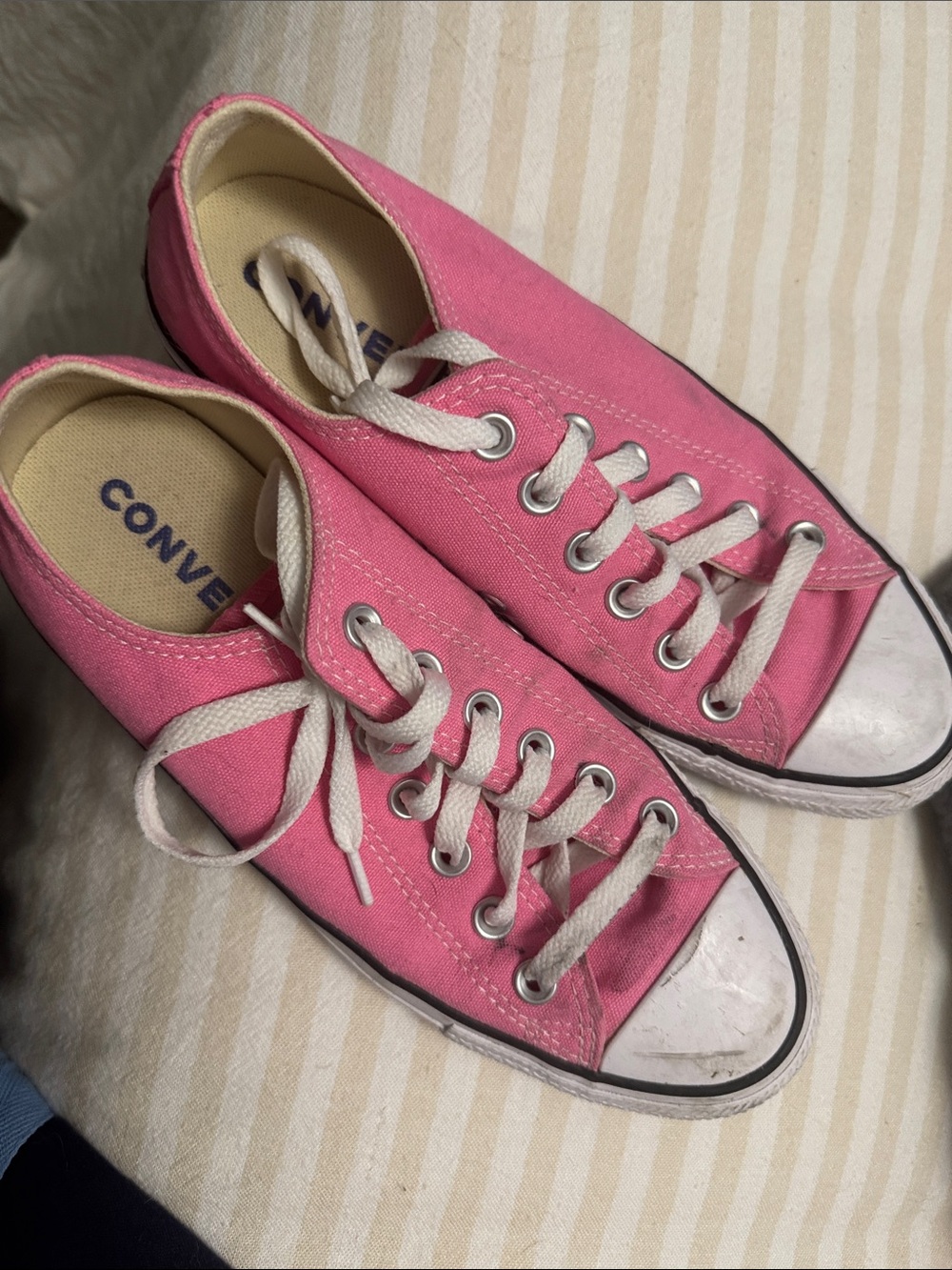 Converse All Stars Pink Canvas Low-Top Sneakers with White Accents